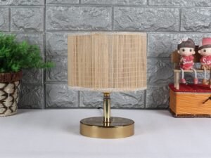 Metal Table lamp with Bamboo Shade