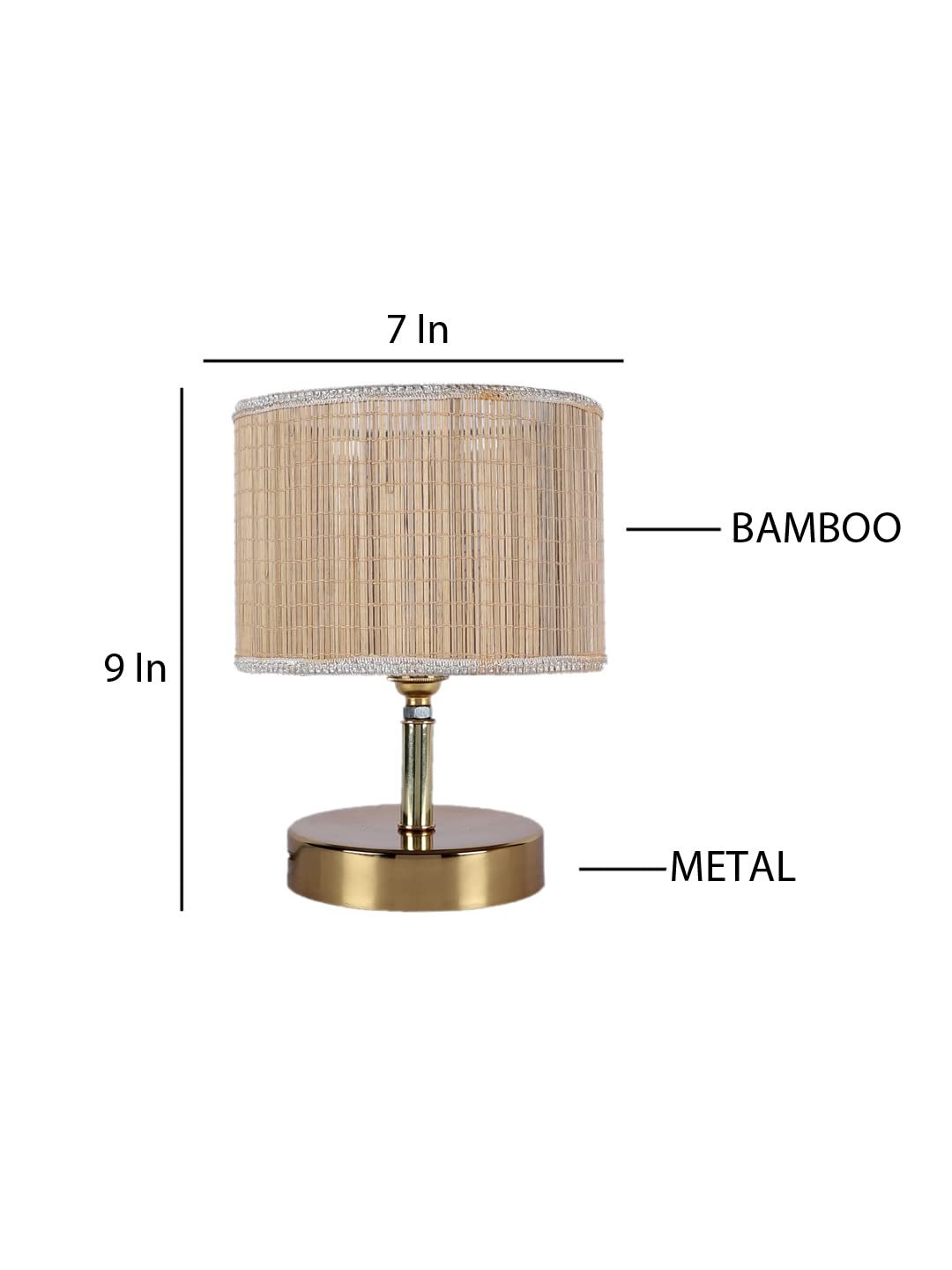 Metal Table lamp with Bamboo Shade