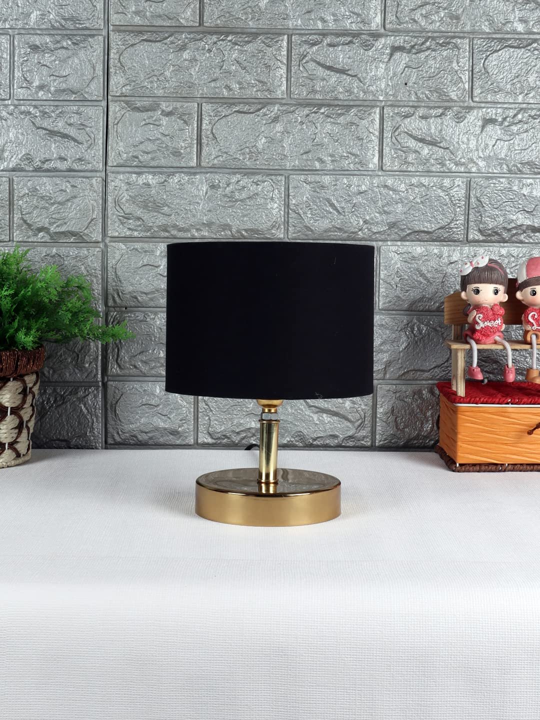 Metal Table lamp with Black Cotton Shade