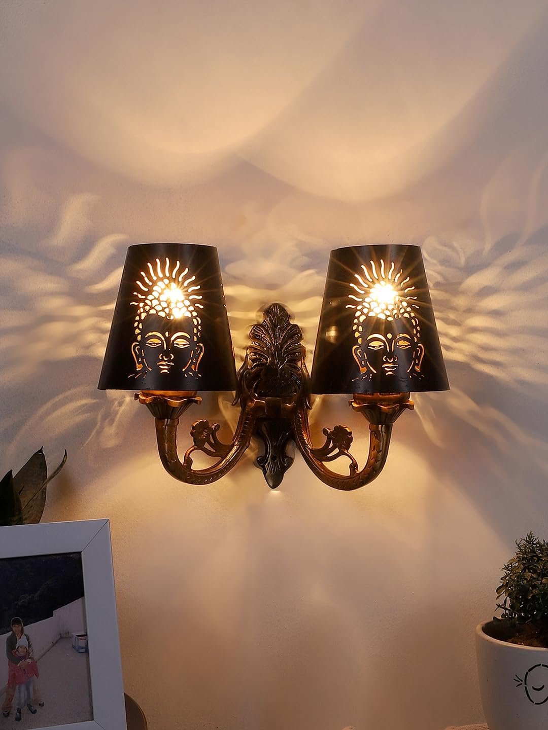 Metal Table lamp with Red Cotton Shade