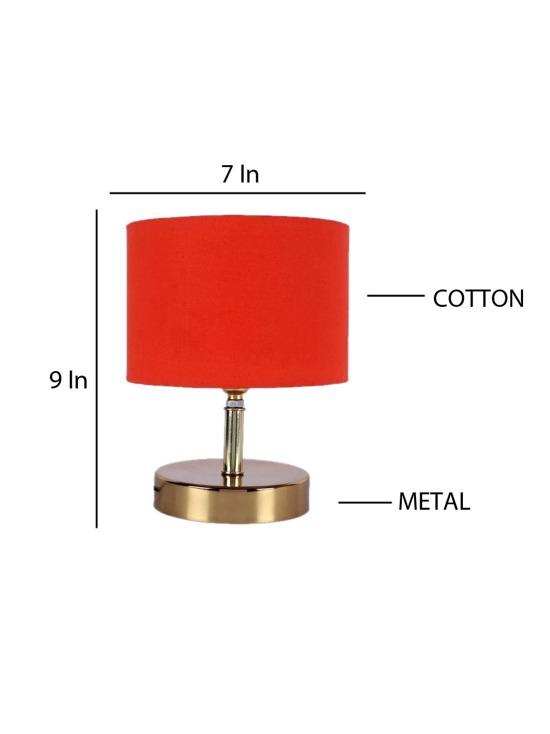 Metal Table lamp with Orange Cotton Shade
