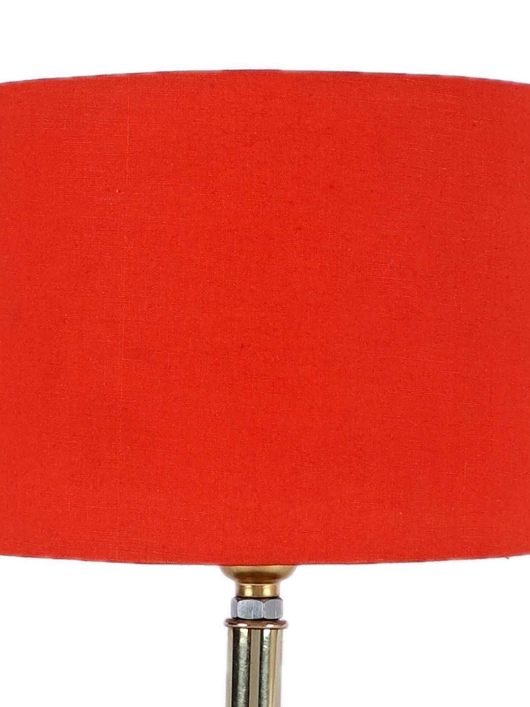 Metal Table lamp with Orange Cotton Shade
