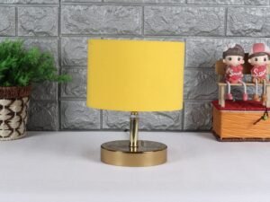 Metal Table lamp with Yellow Cotton Shade