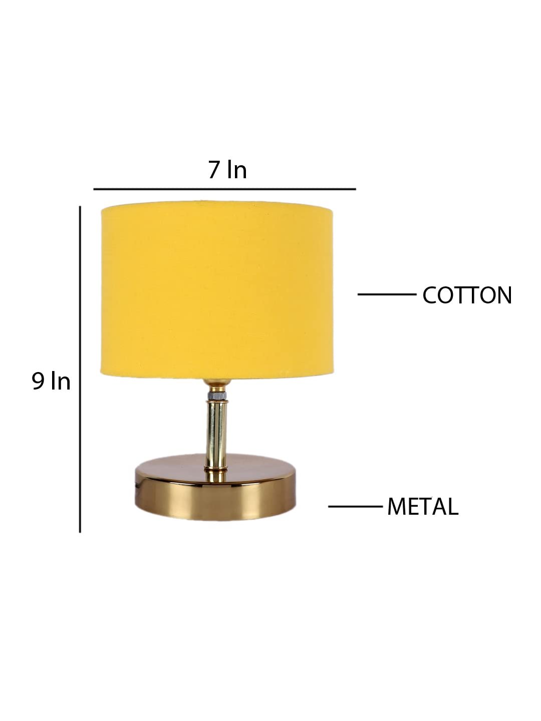 Metal Table lamp with Yellow Cotton Shade