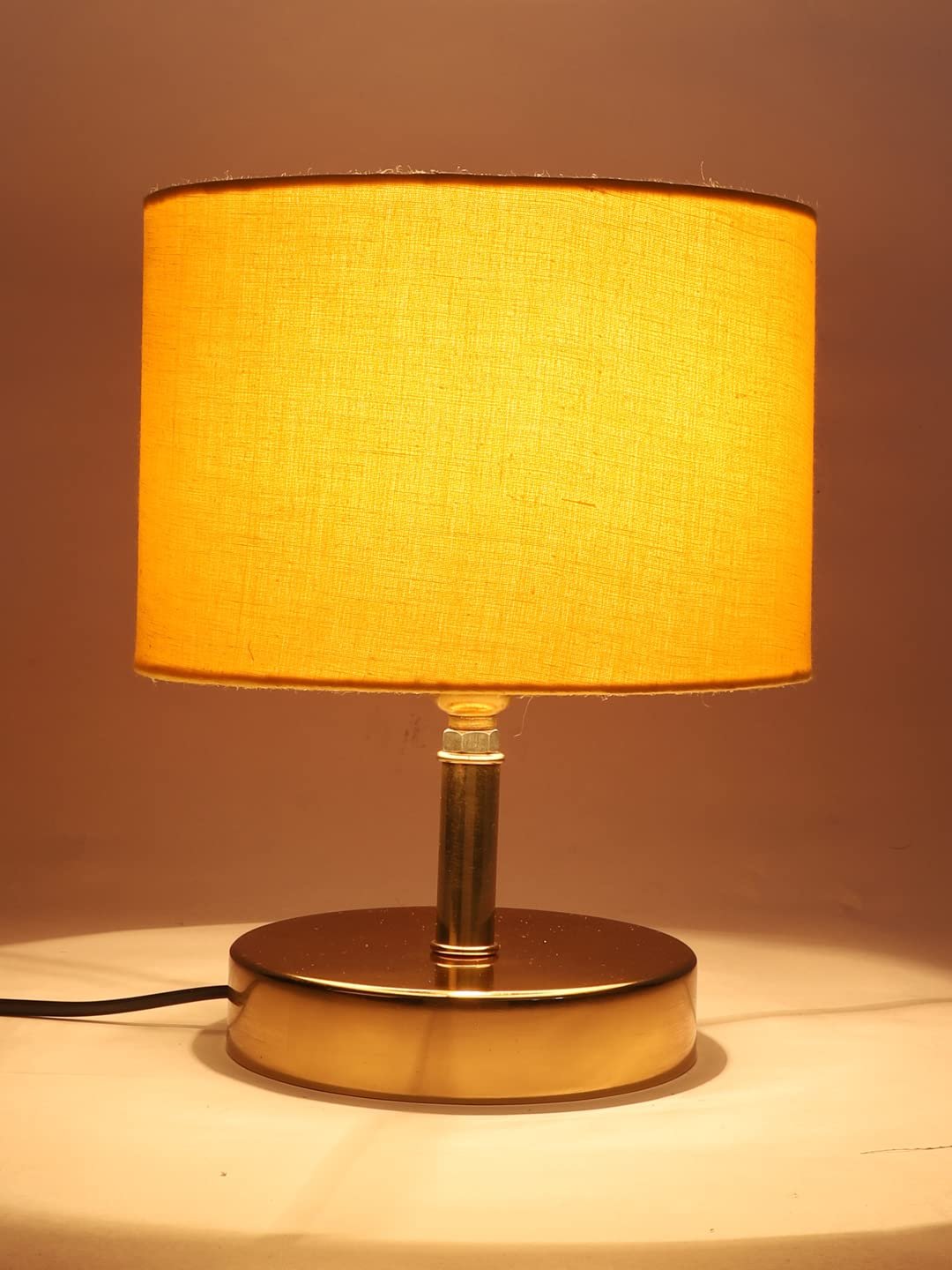 Metal Table lamp with Yellow Cotton Shade