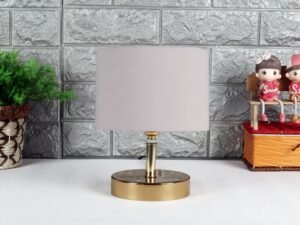 Metal table lamp with Grey cotton Shade