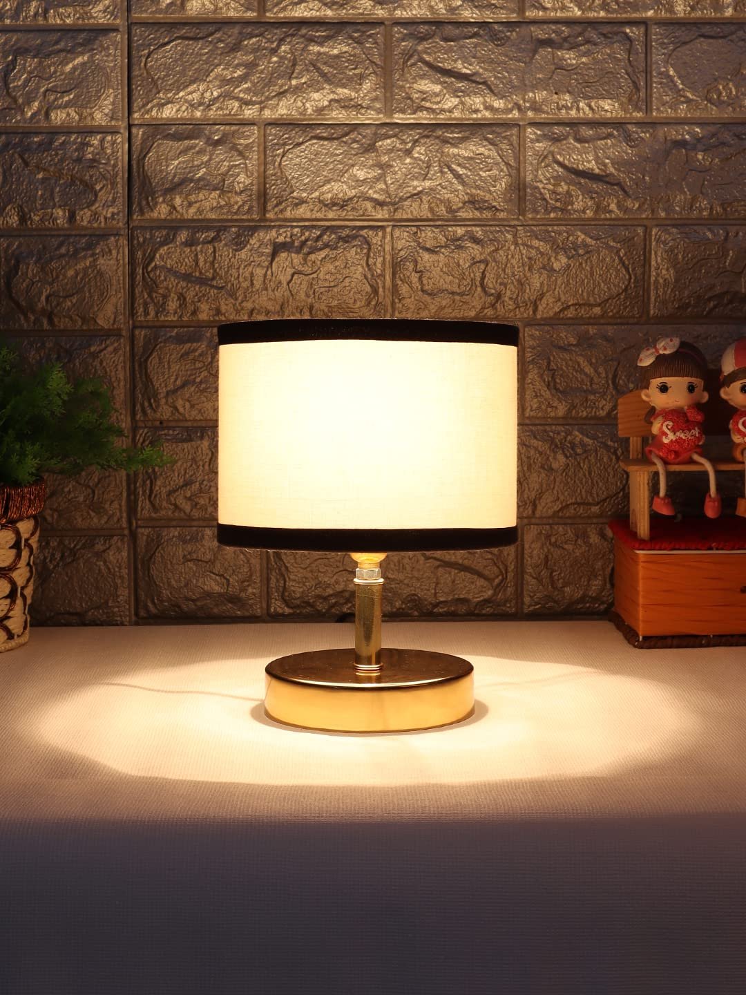 Metal Table lamp with Multicolor Cotton Shade