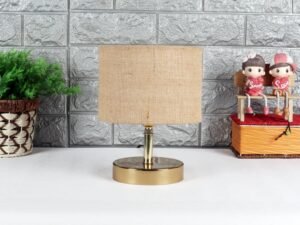 Metal Table lamp with Beige Jute Shade
