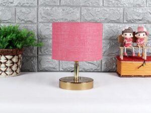 Metal Table lamp with Pink Jute Shade