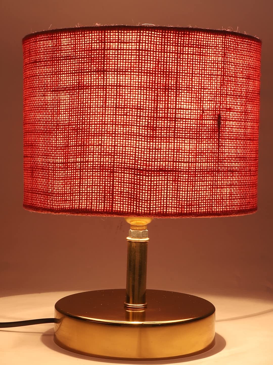 Metal Table lamp with Pink Jute Shade