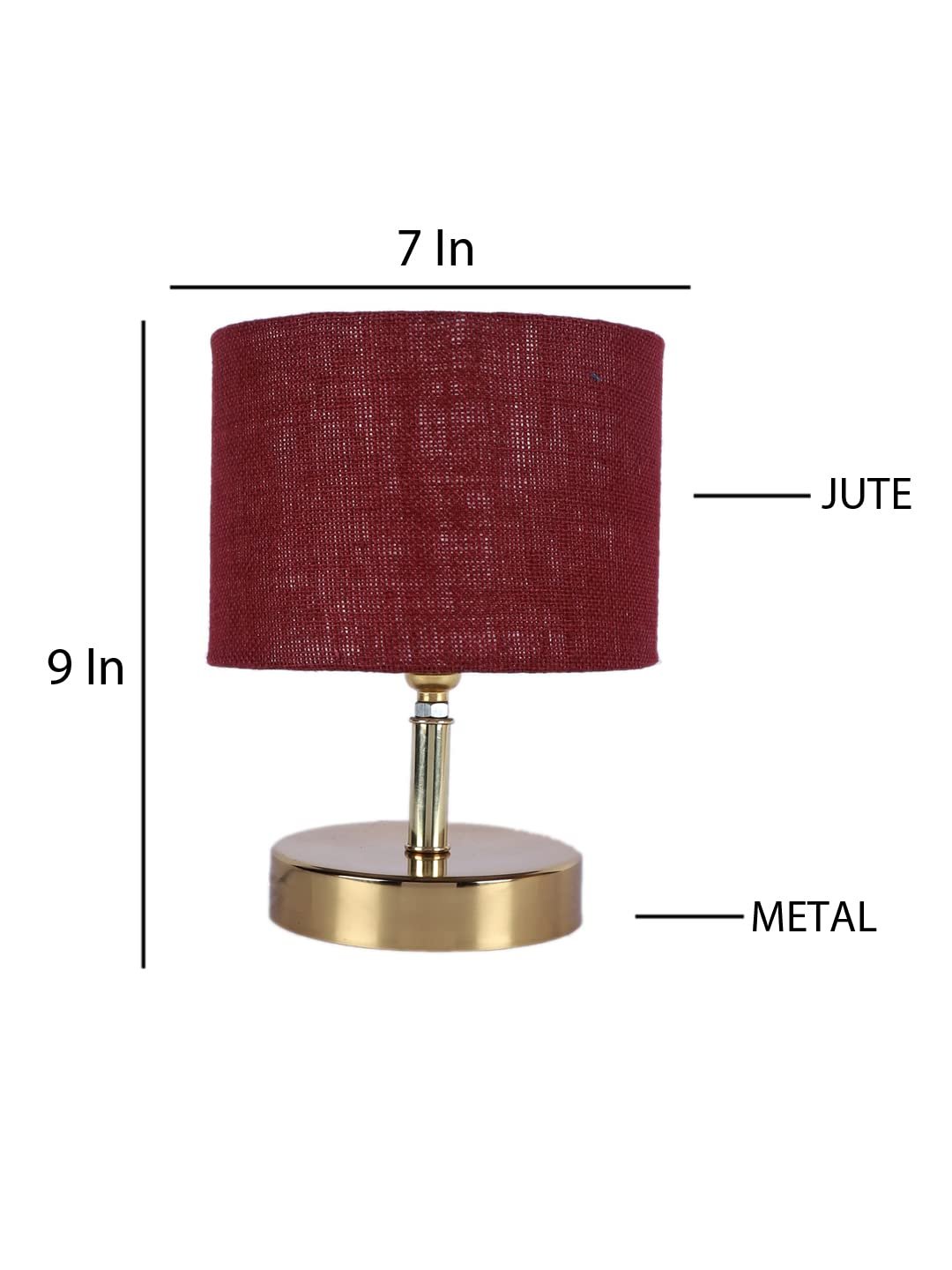 Metal Table lamp with Maroon Jute Shade