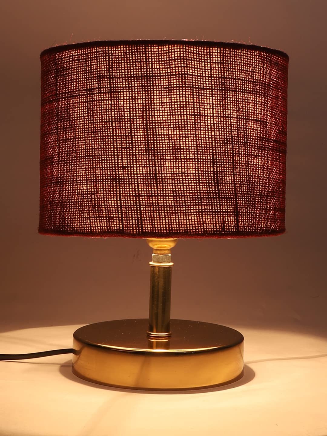 Metal Table lamp with Maroon Jute Shade