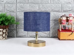 Metal Table lamp with Blue Jute Shade