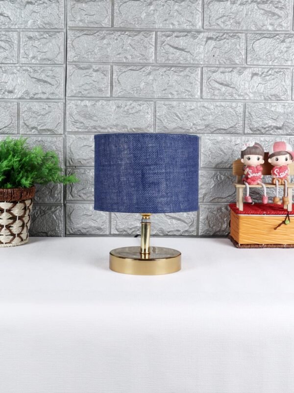 Metal Table lamp with Blue Jute Shade