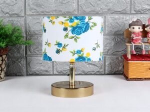 Metal Table lamp with Multicolor Cotton Shade