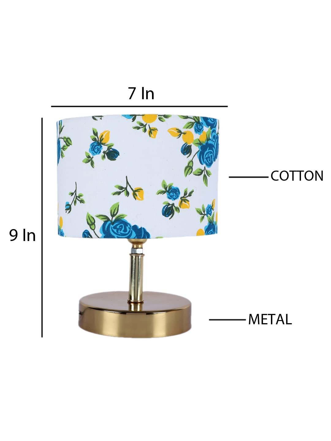 Metal Table lamp with Multicolor Cotton Shade