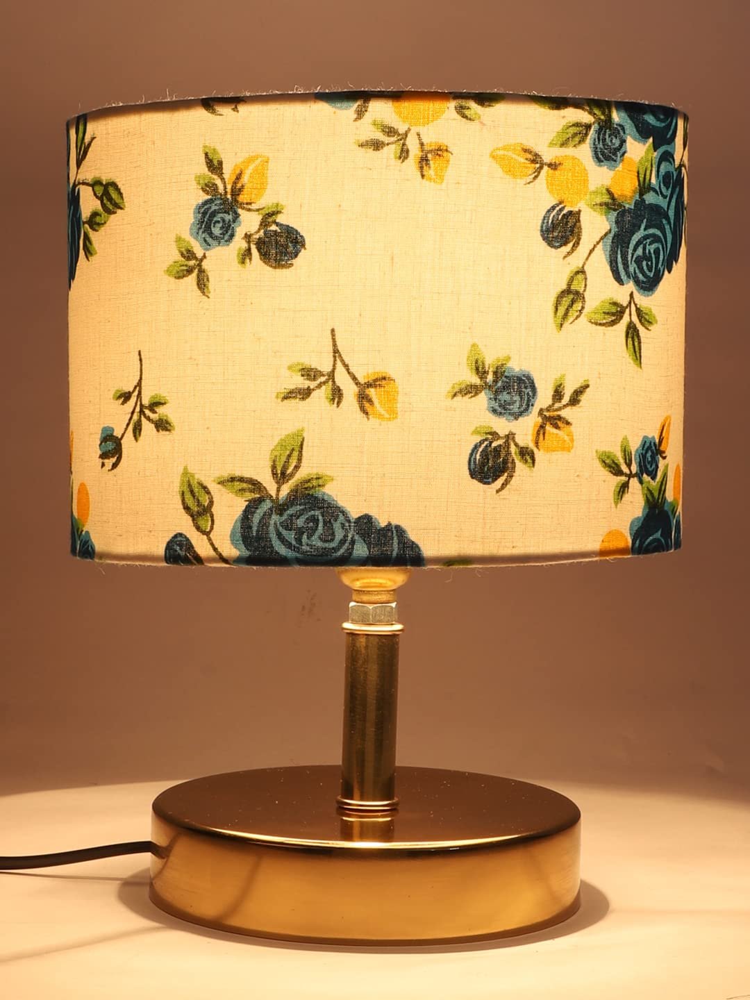 Metal Table lamp with Multicolor Cotton Shade