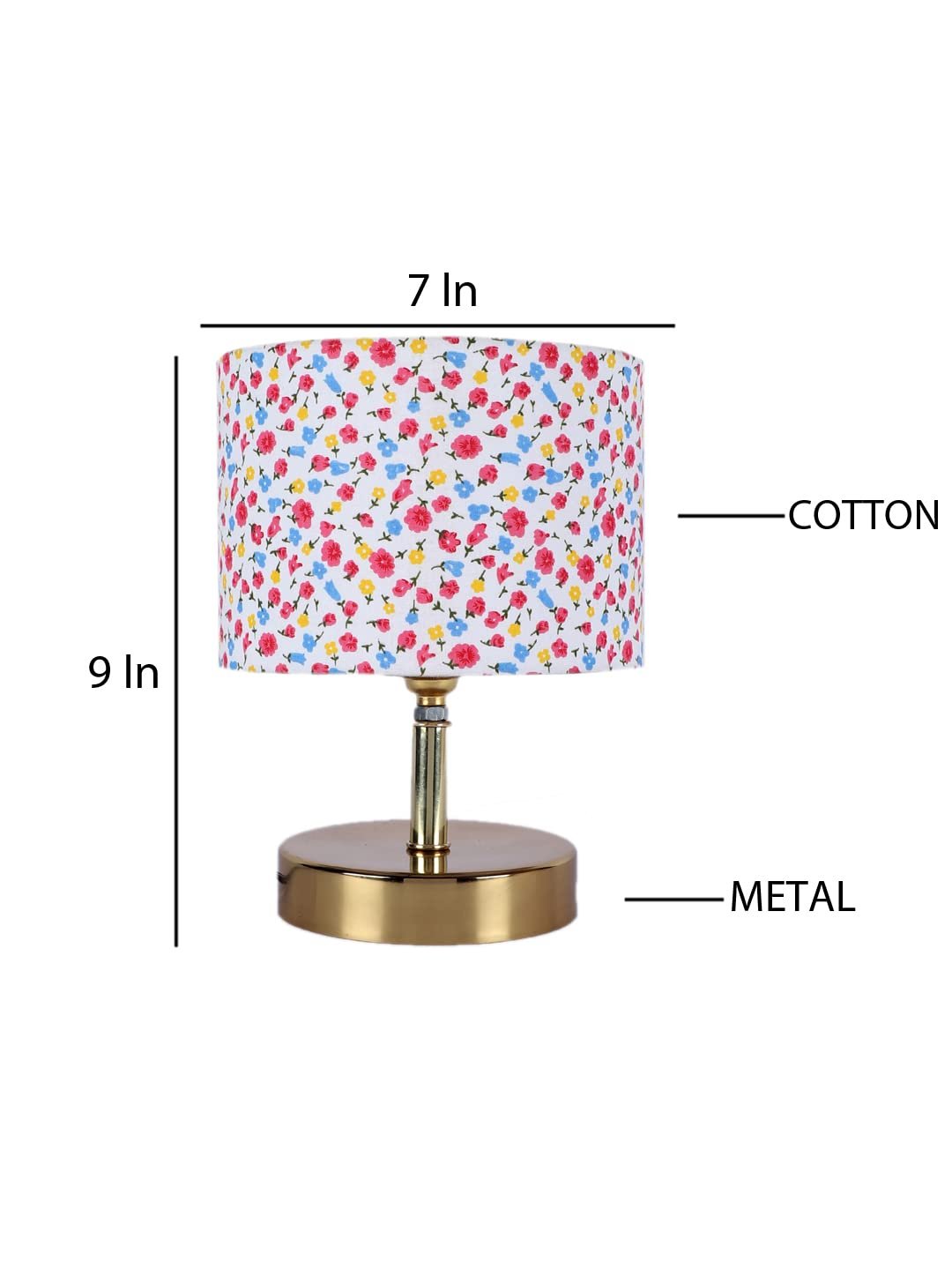 Metal Table lamp with Multicolor Cotton Shade
