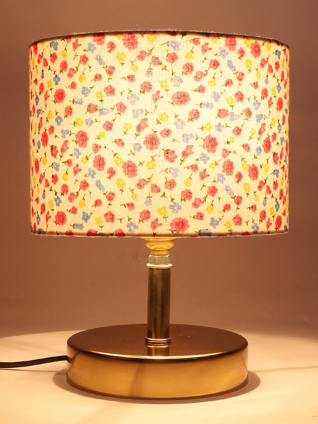 Metal Table lamp with Multicolor Cotton Shade
