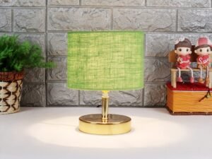 Metal Table lamp with Green Jute Shade