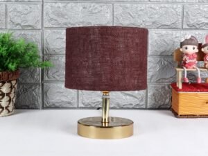 Metal Table lamp with Brown Jute Shade