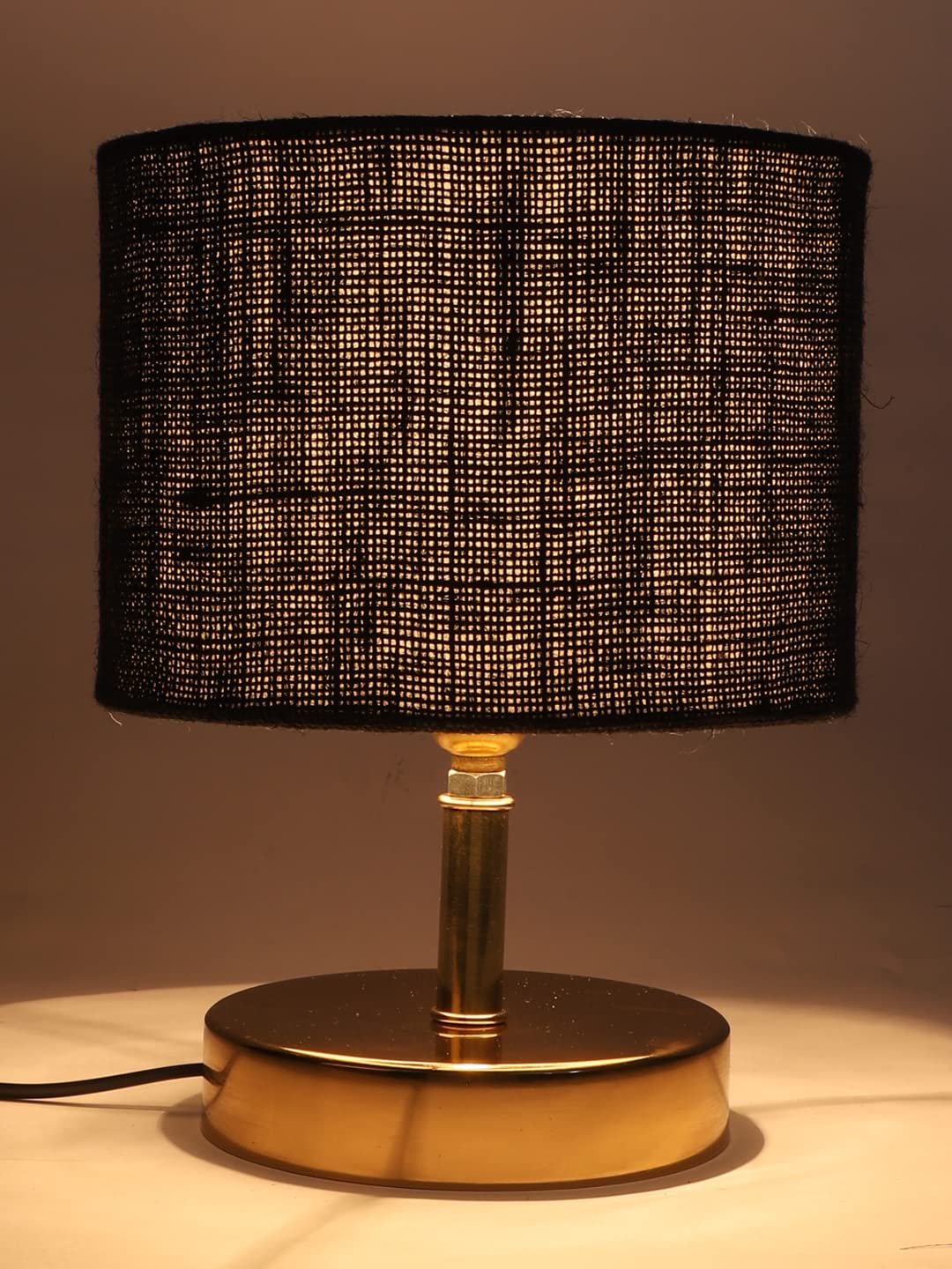 Metal Table lamp with Black Jute Shade