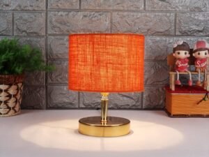 Metal Table lamp with Orange Jute Shade