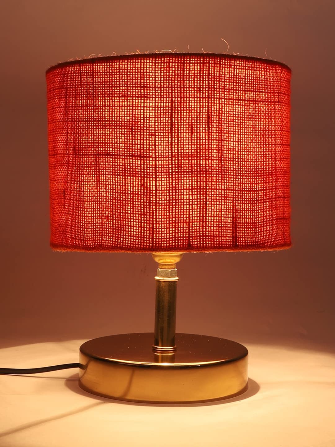 Metal Table lamp with Orange Jute Shade