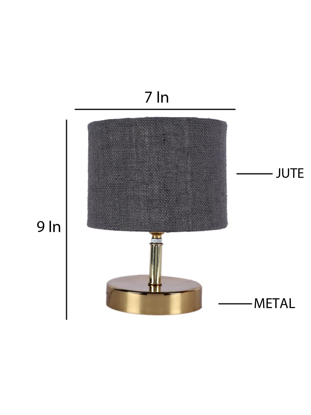 Metal Table lamp with Grey Jute Shade