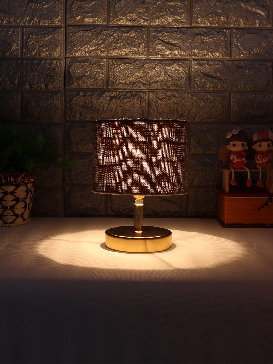 Metal Table lamp with Grey Jute Shade