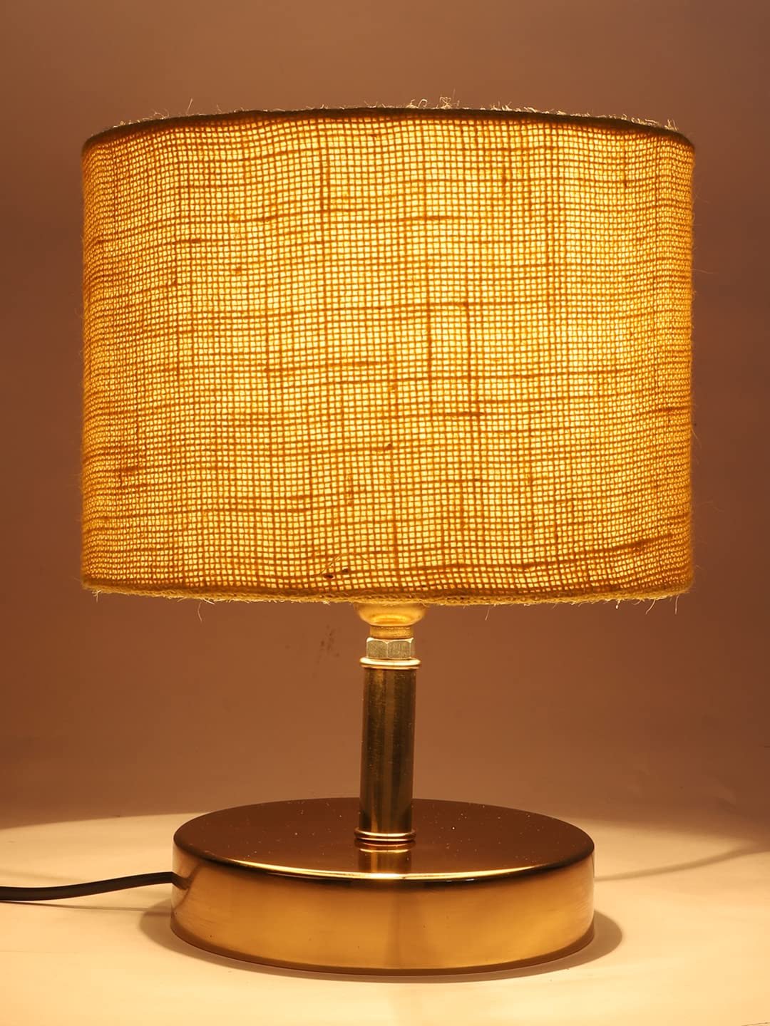 Metal Table lamp with Yellow Jute Shade