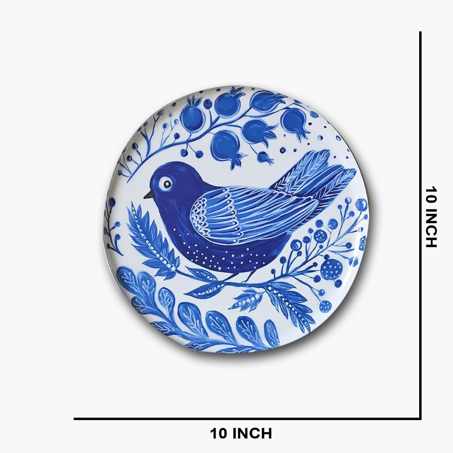 Pastel Pichwai Blue Bird Harmony Wall Plate (10 Inch) Finish Frame for Home Decoration, Living Room - Wall Art for Gift, Aesthetic Room Decor Items | Wall Hanging (Blue)