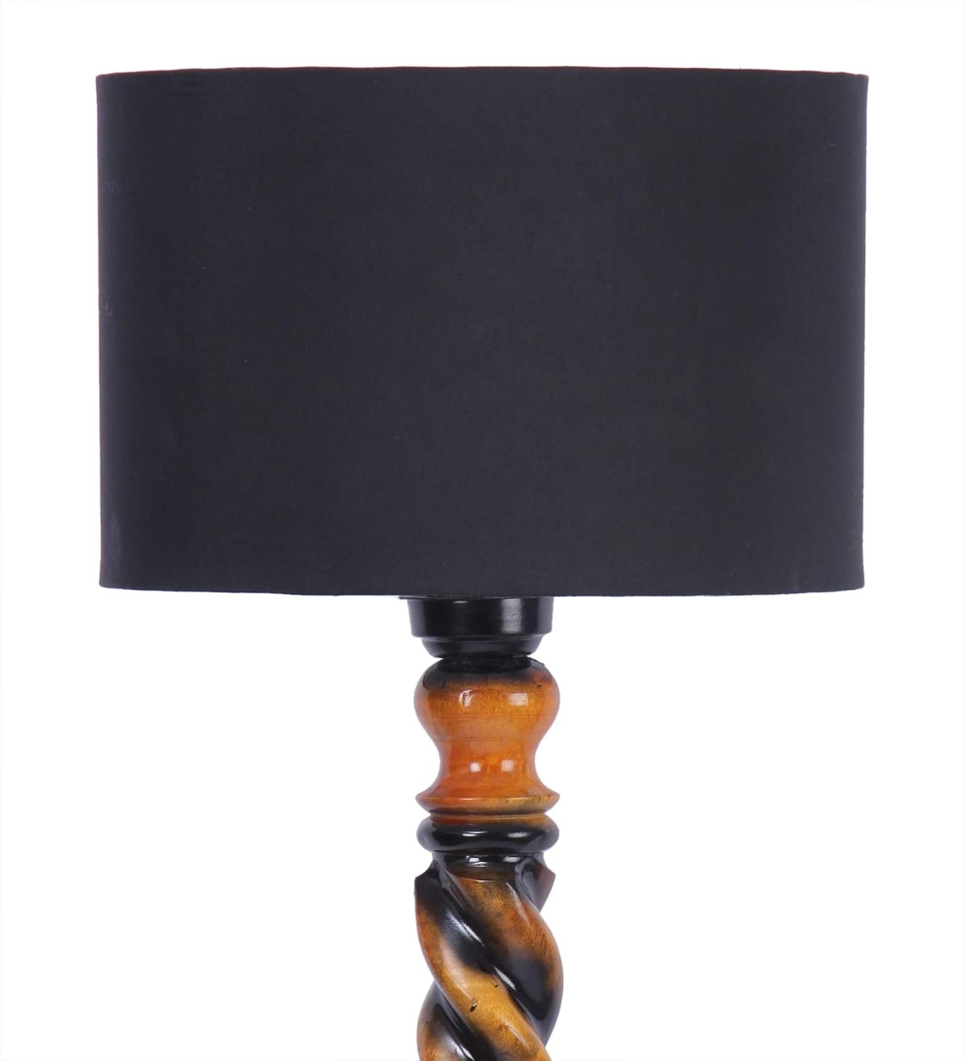 Black Cotton Drum Wooden Floor Lamp -2-(12x56.7inches) -Closed Snake