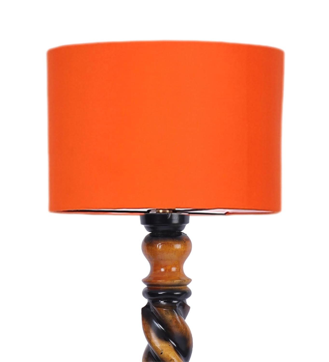 Orange Cotton Drum Wooden Floor Lamp -4-(12x56.7 inches) -Closed Snake