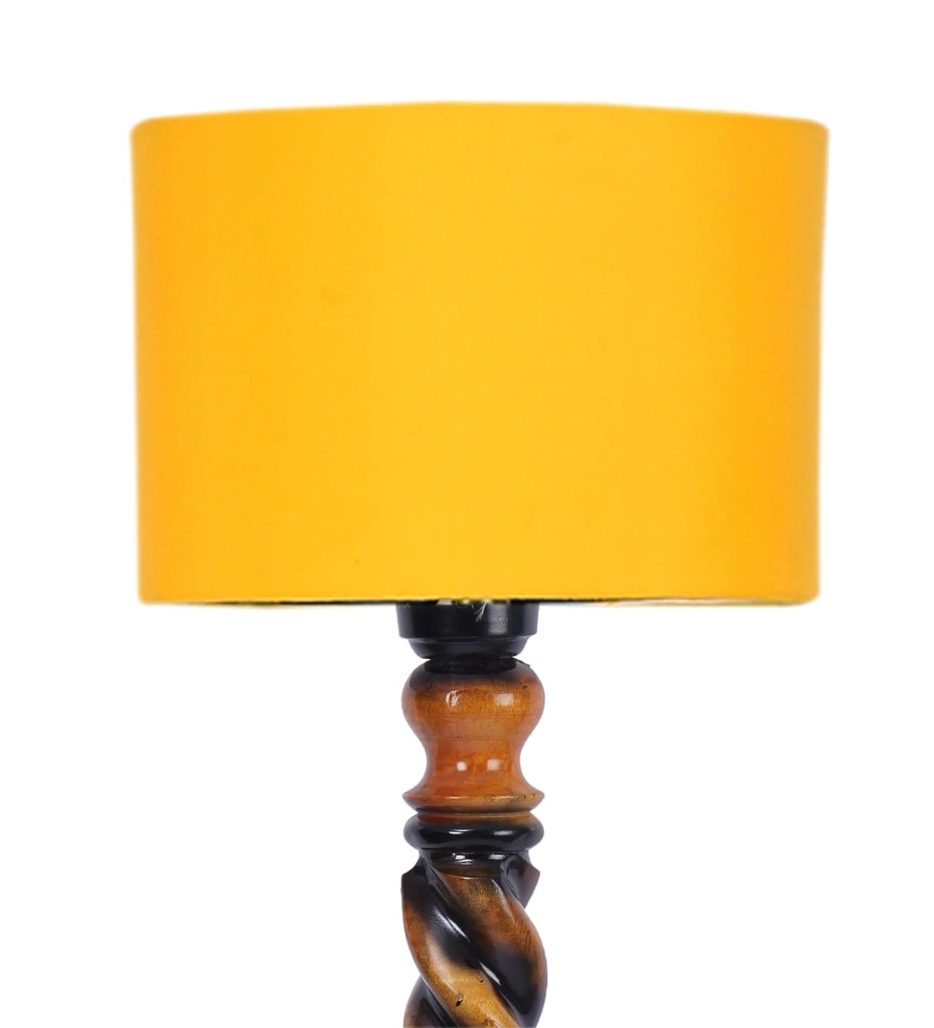Yellow Cotton Drum Wooden Floor Lamp -5-(12x56 .7inches) -Closed Snake