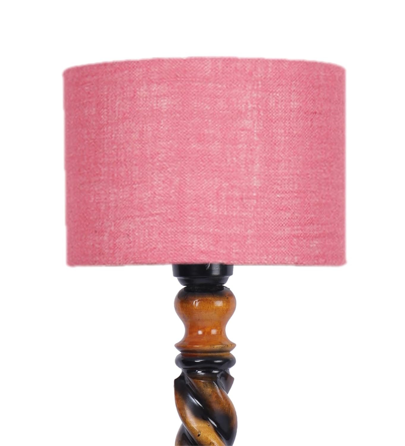 Pink Jute Drum Wooden Floor Lamp -10-(12x56.7inches) -Closed Snake