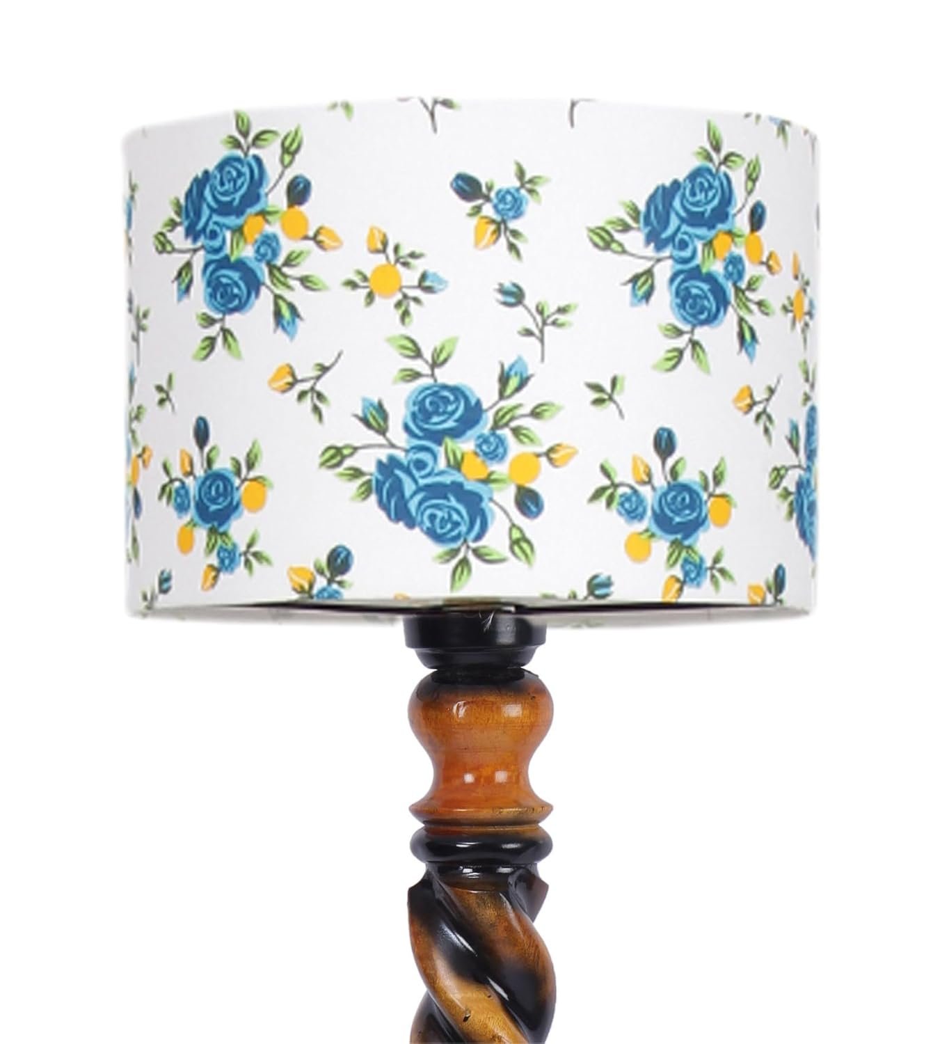 Printed Cotton Drum Wooden Floor Lamp -13-(12x56.7inches) -Closed Snake