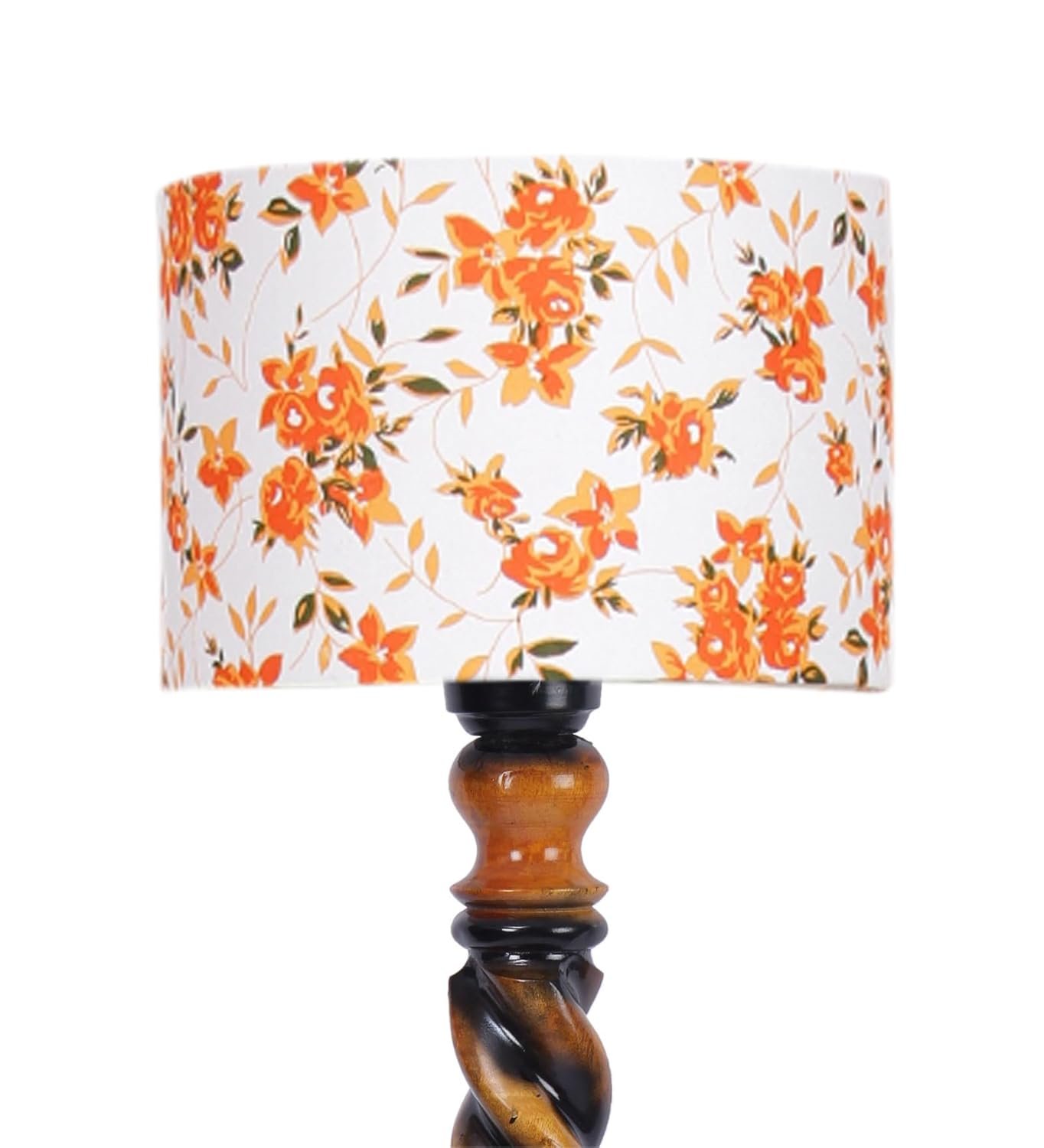 Printed Cotton Drum Wooden Floor Lamp -14 (12x56.7inches) -Closed Snake