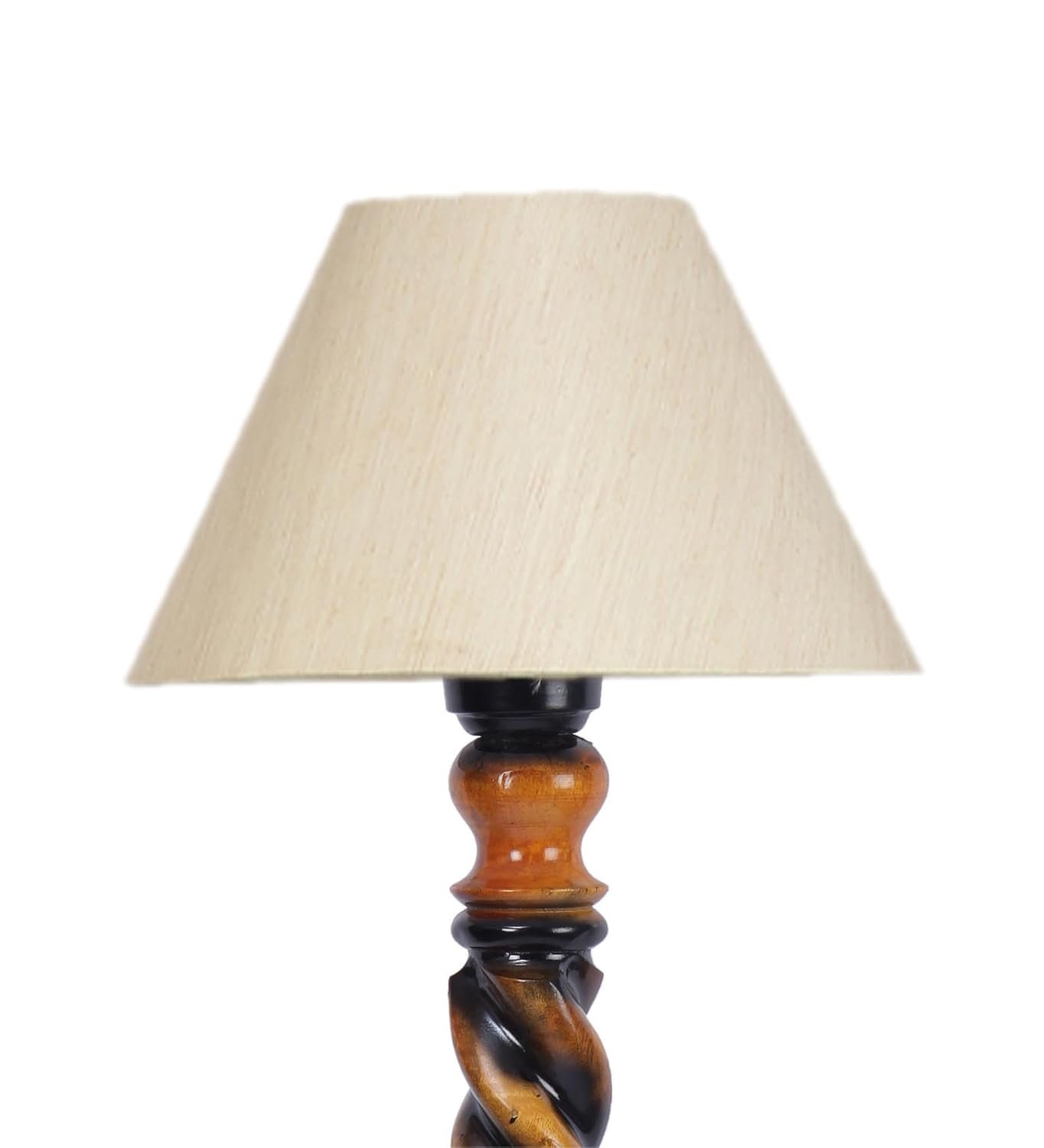 Off-White Cotton Conical Wooden Floor Lamp -20(14x55.75inches) -Closed Snake