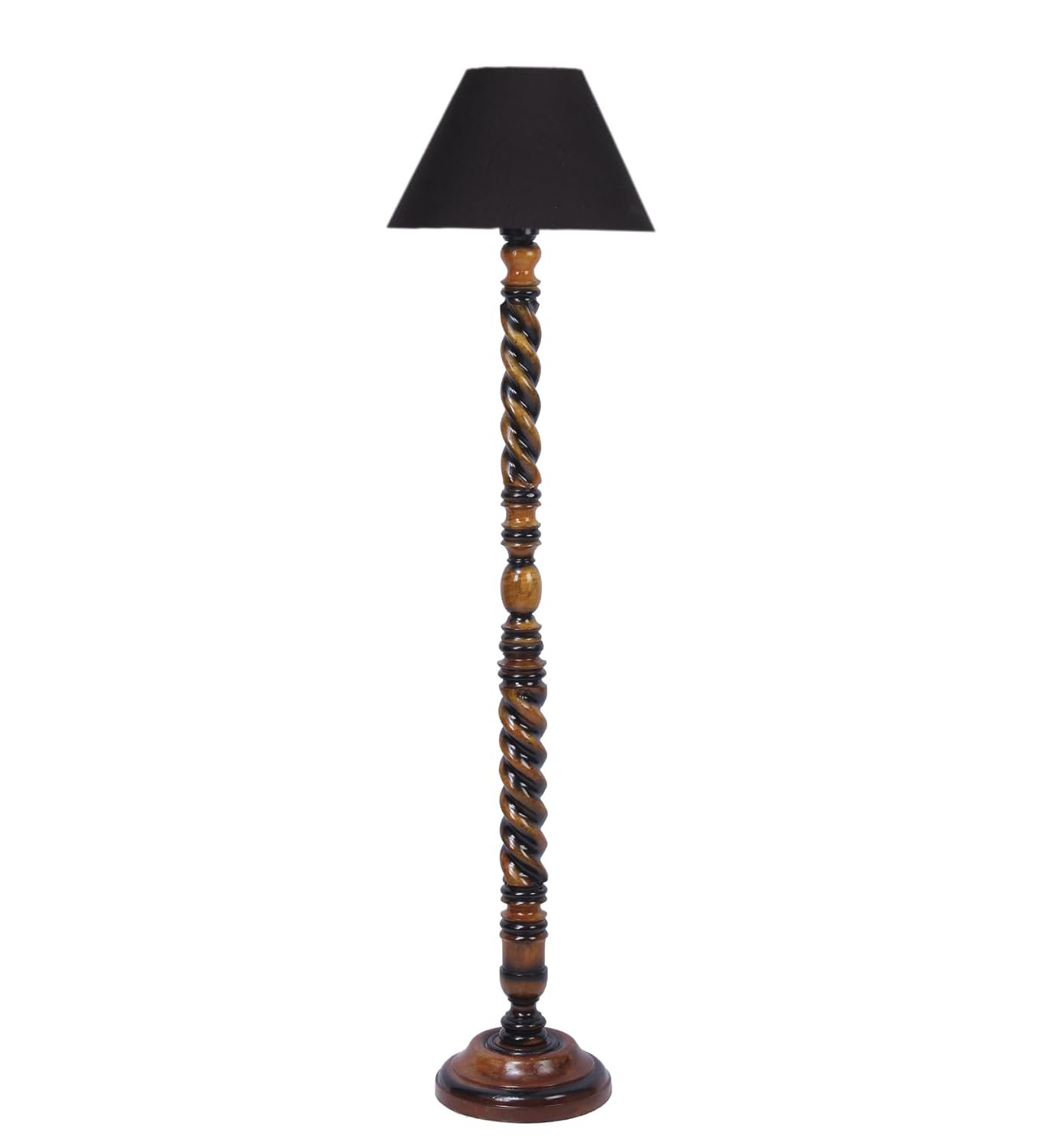 Black Cotton Conical Wooden Floor Lamp -21 (14x55.75inches) -Closed Snake