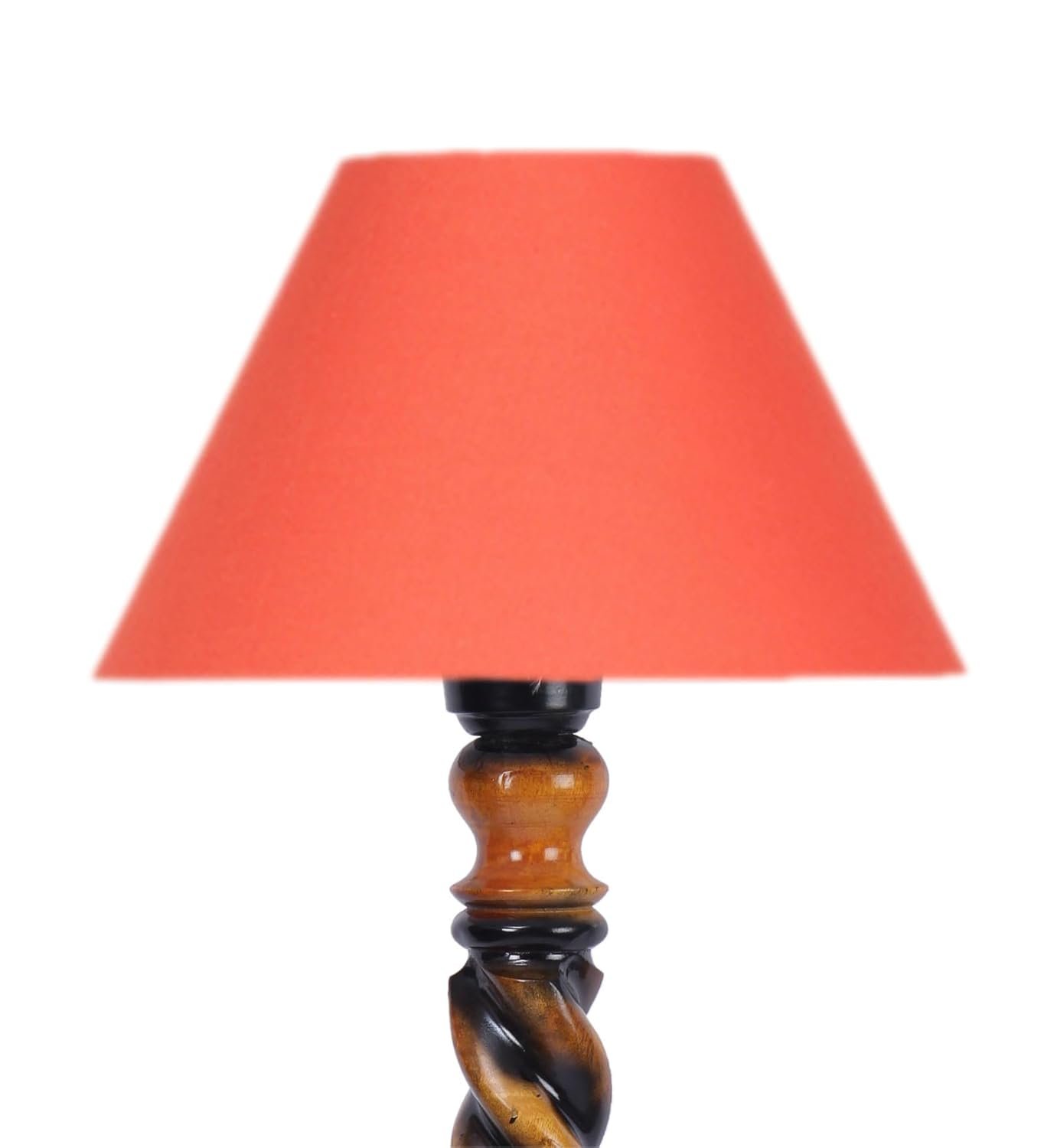 Orange Cotton Conical Wooden Floor Lamp -23-(14x55.75inches) -Closed Snake