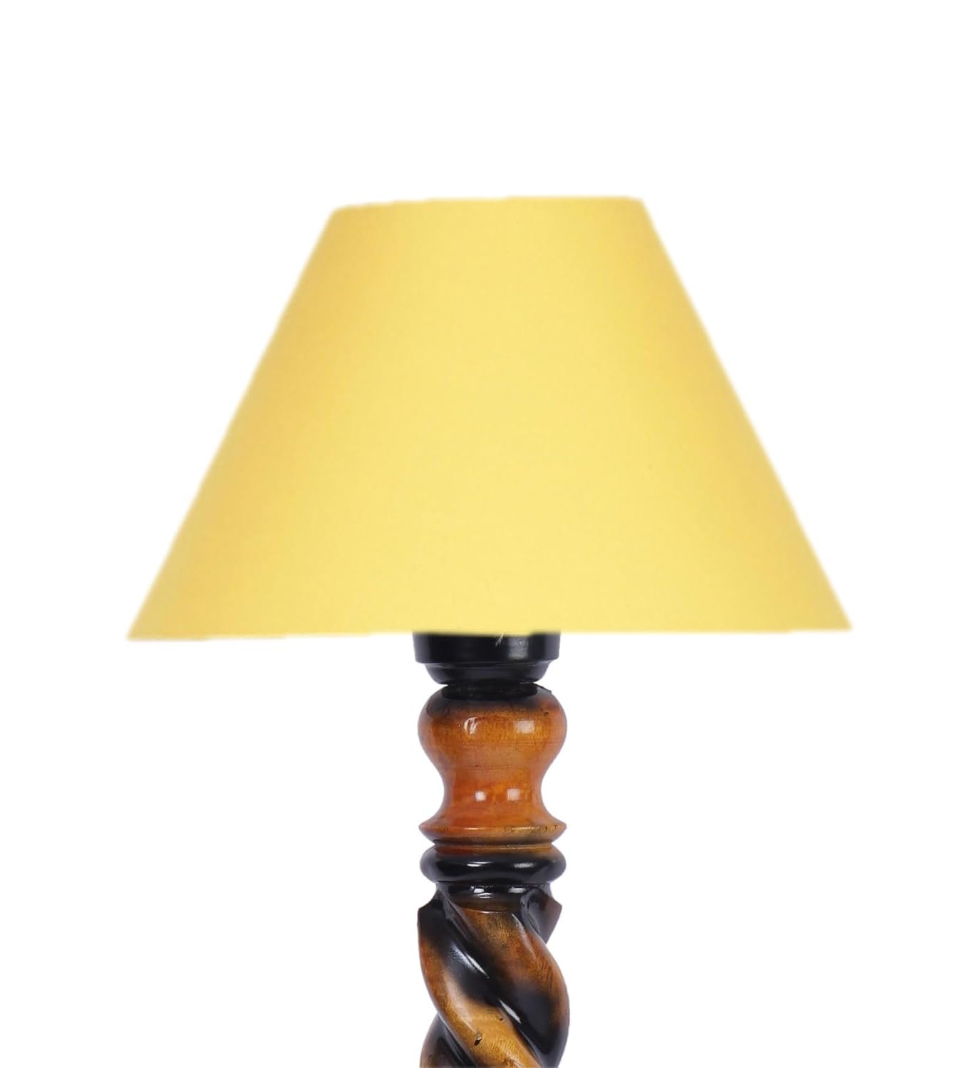 Yellow Cotton Conical Wooden Floor Lamp -24-(14x55.75inches) -Closed Snake