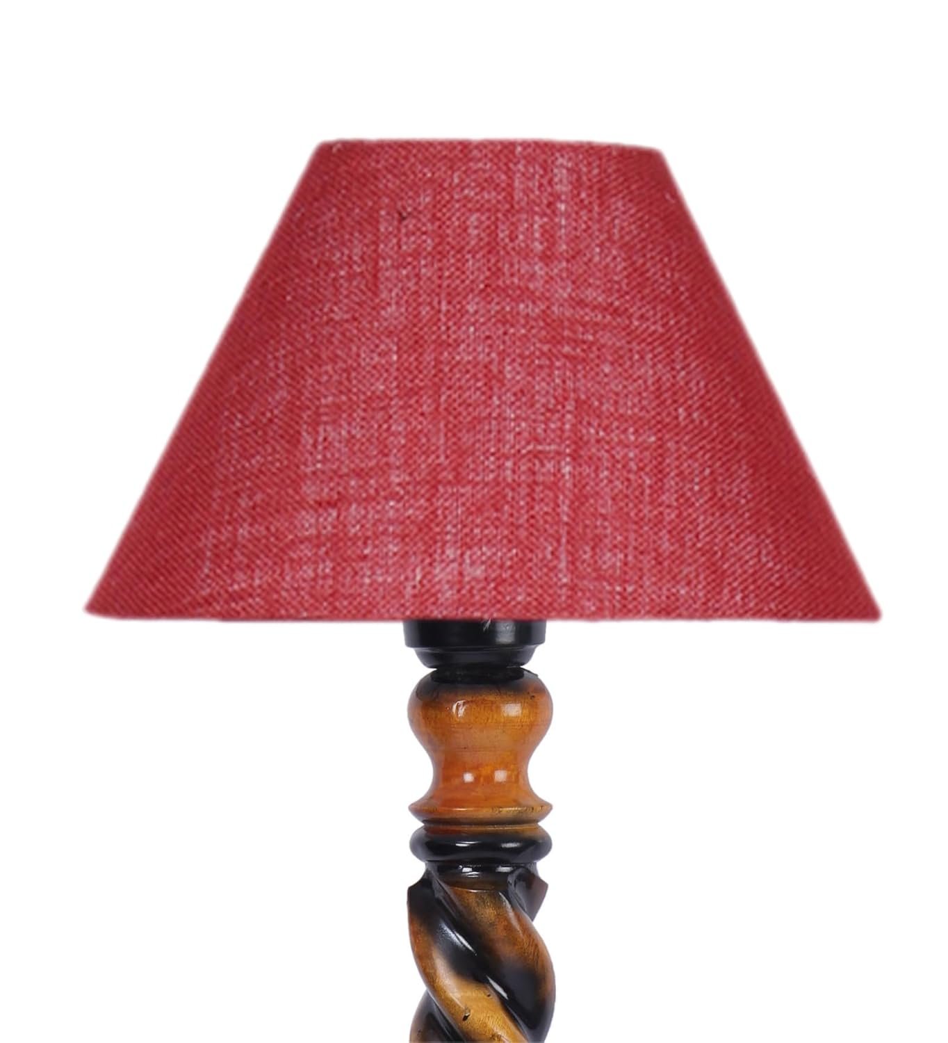 Maroon Jute Conical Wooden Floor Lamp -30-(14x55.75inches) -Closed Snake