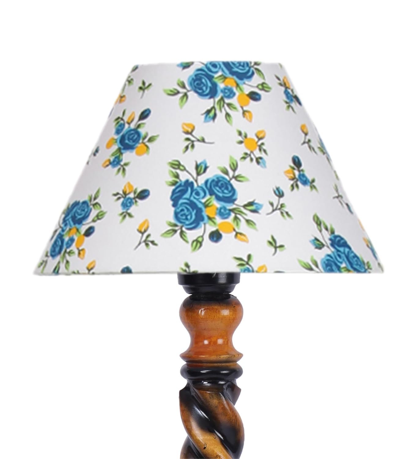 Printed Cotton Conical Wooden Floor Lamp -32-(14x55.75inches) -Closed Snake