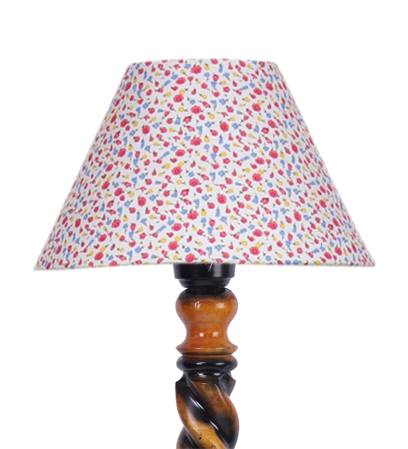 Printed Cotton Conical Wooden Floor Lamp -34(14x55.75inches) -Closed Snake