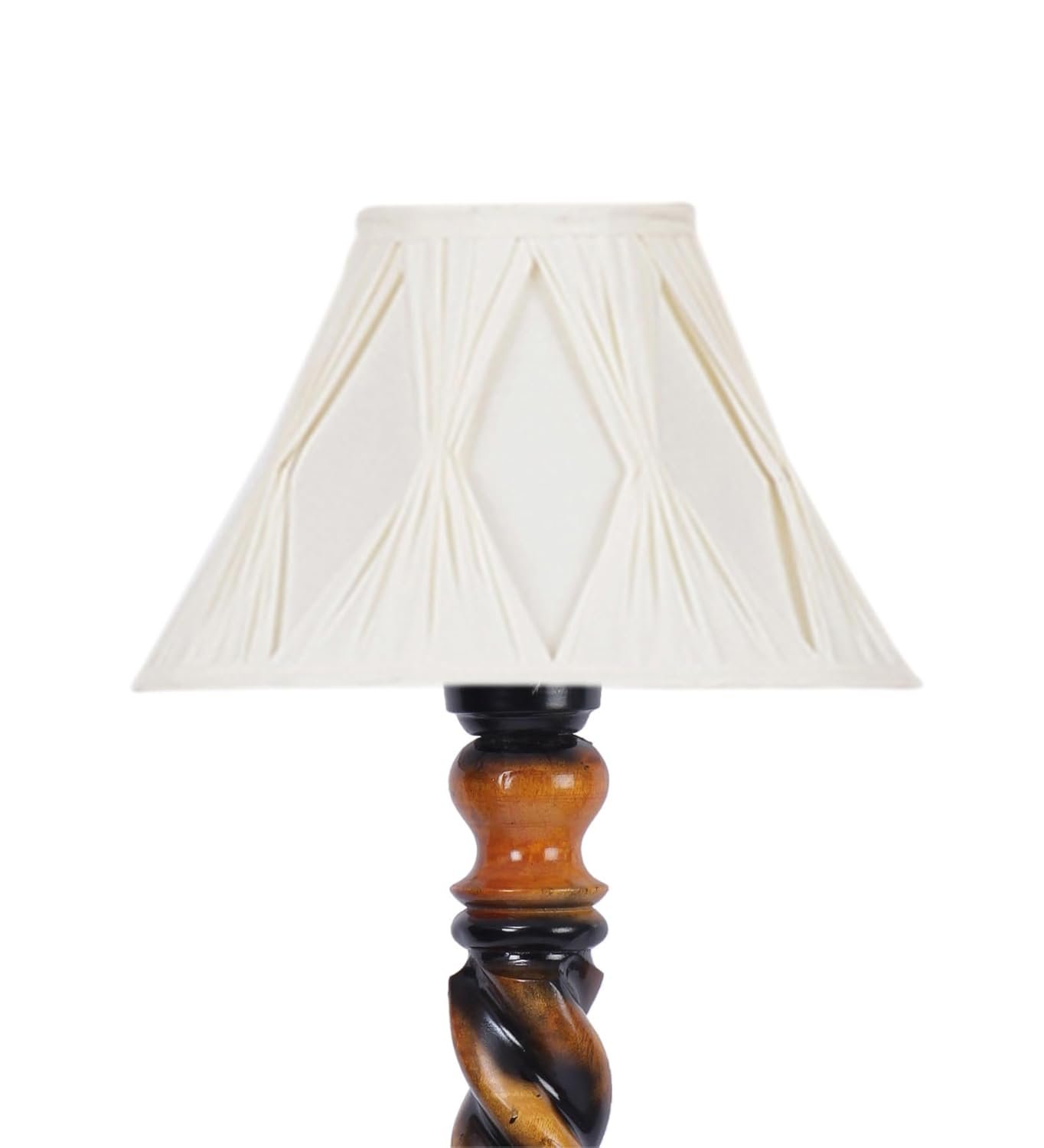 Vintage Cotton Curtain Pleated Shade Wood Floor Lamp -40(12x54.8inches)-Closed Snake