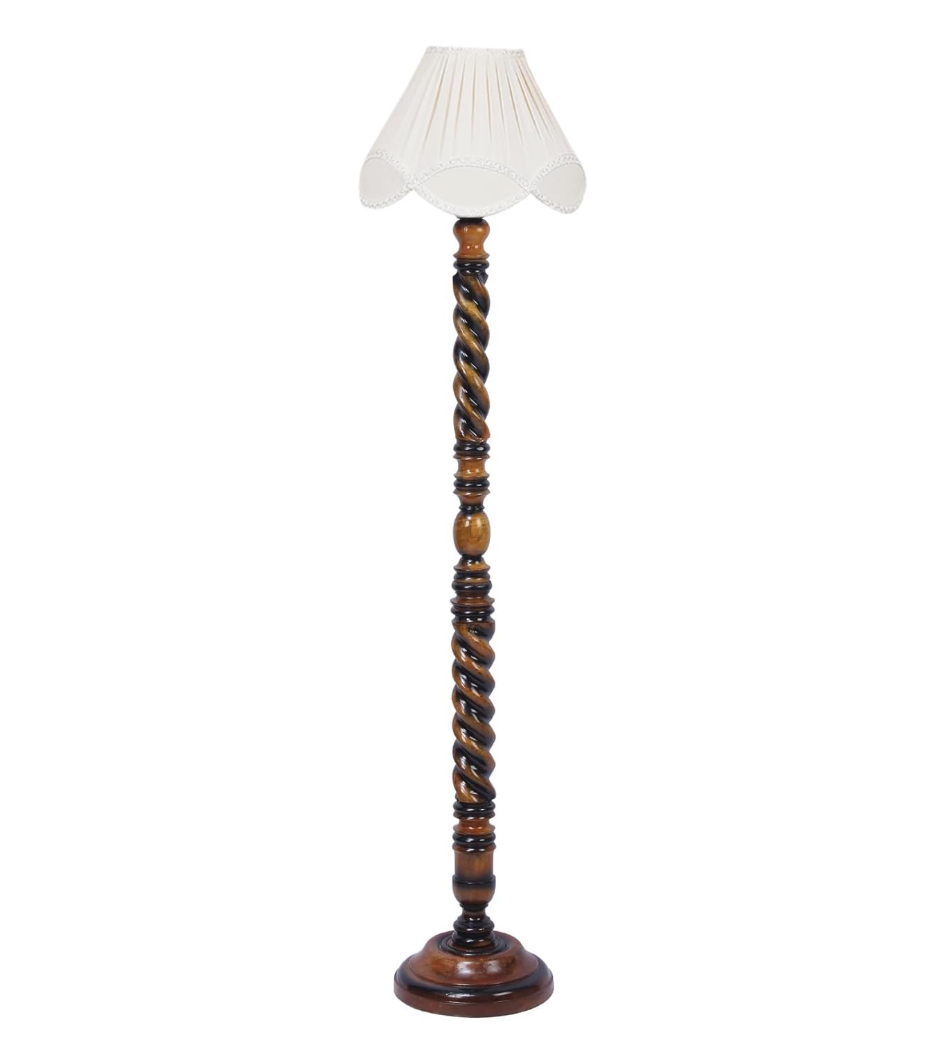 Vintage Cotton Shade Wood Floor Lamp -41-(12x54.8inches)-Closed Snake