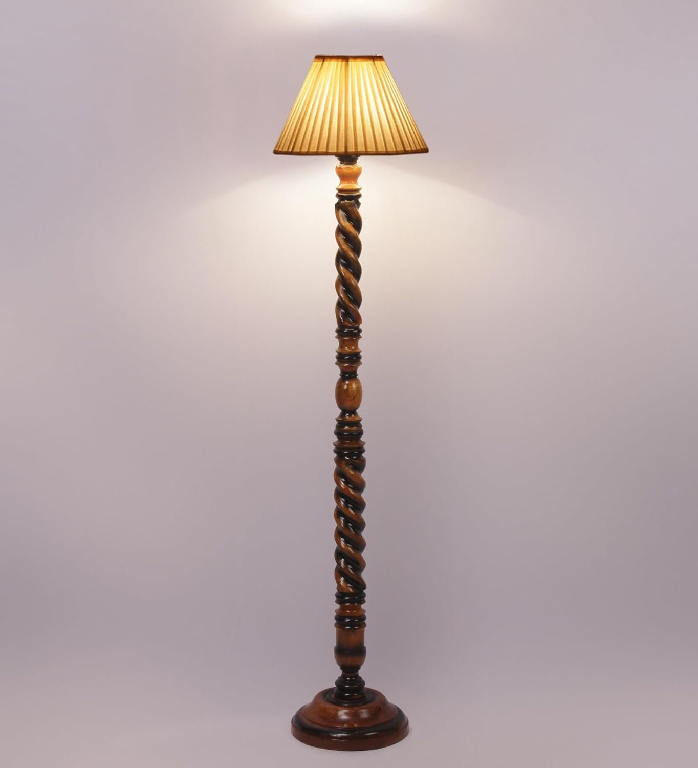 Cotton Straight Pleated Wooden Floor Lamp -42-(12x54.8inches)-Closed Snake