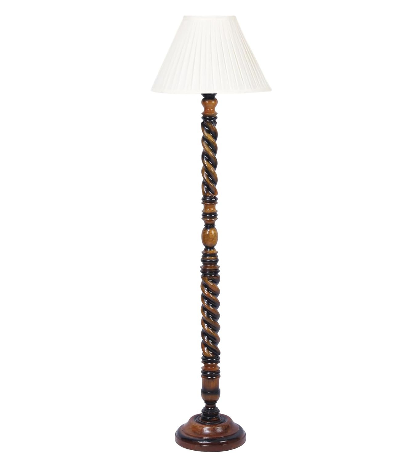 Cotton Straight Pleated Wooden Floor Lamp -42-(12x54.8inches)-Closed Snake