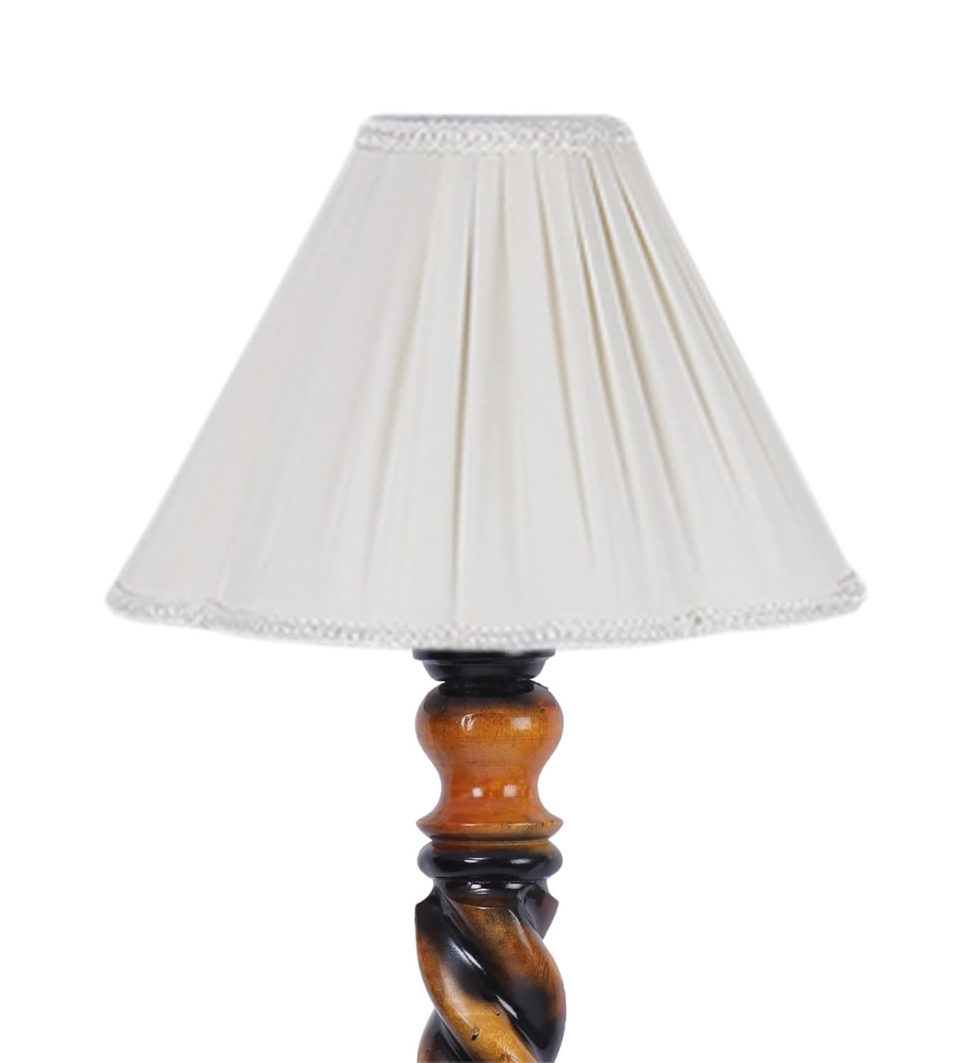 Vintage Cotton Shade Wood Floor Lamp -44-(12x53.75inches-Closed Snake